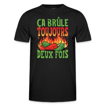 Il brûle toujours deux fois - Sauce piquante Chili Cook - T-shirt sport Homme - noir - Devant - AI Model Male 178 dark (178cm)