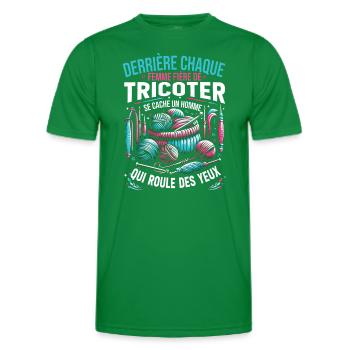Crochet Crochet Crochet Fil Tricot Citations - T-shirt sport Homme - vert - Devant - AI Model Male 178 dark (178cm)