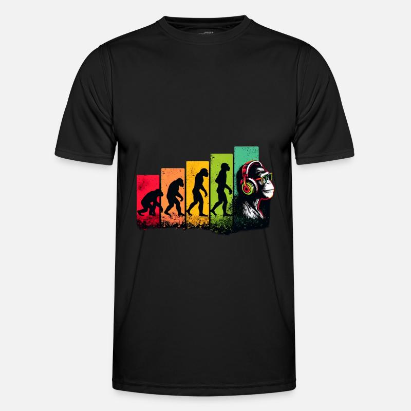 Evolution Menschen zum DJ Musiker Nerd Geek Affe Männer Funktions-T-Shirt