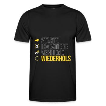 starte - investiere - verdiene - Männer Funktions-T-Shirt - Schwarz - Vorne - AI Model Male 178 dark (178cm)