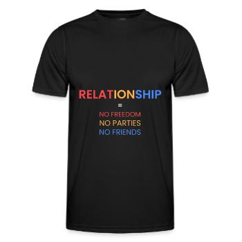 Relation= pas de liberté - T-shirt sport Homme - noir - Devant - AI Model Male 178 dark (178cm)