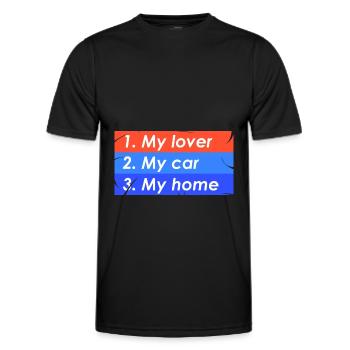 1. Mon amant 2. Voiture 3. Accueil - T-shirt sport Homme - noir - Devant - AI Model Male 178 dark (178cm)