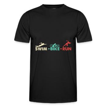 Athlètes de triathlon paratriathlon handicapés - T-shirt sport Homme - noir - Devant - AI Model Male 178 dark (178cm)