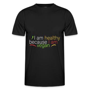 Ich bin gesund, weil ich vegan lebe - Männer Funktions-T-Shirt - Schwarz - Vorne - AI Model Male 178 dark (178cm)
