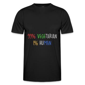 99% vegetarisch 1% menschlich - Männer Funktions-T-Shirt - Schwarz - Vorne - AI Model Male 178 dark (178cm)