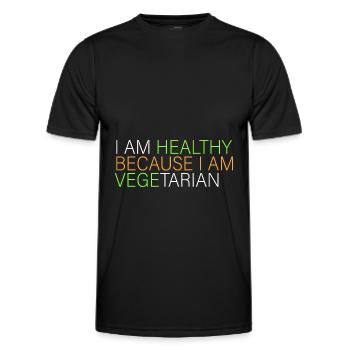 Ich bin gesund - vegetarisch - Männer Funktions-T-Shirt - Schwarz - Vorne - AI Model Male 178 dark (178cm)
