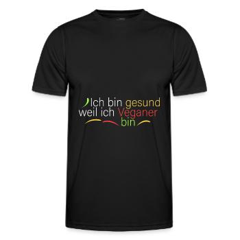 bin gesund weil ich Veganer bin - Männer Funktions-T-Shirt - Schwarz - Vorne - AI Model Male 178 dark (178cm)