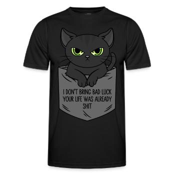 Black Cat Breast Pocket I Bring No Bad Luck - Men's Functional T-Shirt - black - Front - AI Model Male 178 dark (178cm)