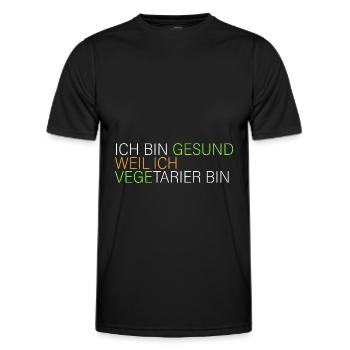 gesund weil ich Vegetarier bin - Männer Funktions-T-Shirt - Schwarz - Vorne - AI Model Male 178 dark (178cm)