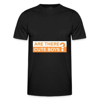Are there cute guys? - Men's Functional T-Shirt - black - Front - AI Model Male 178 dark (178cm)