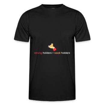 strong holders > weak holders - Men's Functional T-Shirt - black - Front - AI Model Male 178 dark (178cm)