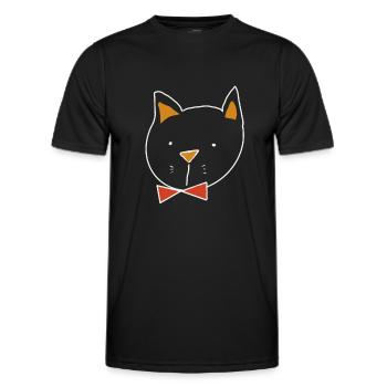 Süße Katze mit Fliege - Männer Funktions-T-Shirt - Schwarz - Vorne - AI Model Male 178 dark (178cm)
