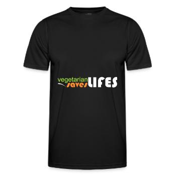 vegetarisch - rettet Leben - Männer Funktions-T-Shirt - Schwarz - Vorne - AI Model Male 178 dark (178cm)