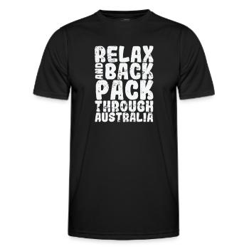 Relax and Backpack through Sydney Australia - Men's Functional T-Shirt - black - Front - AI Model Male 178 dark (178cm)
