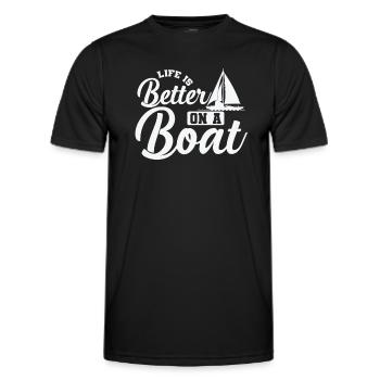 La vie est meilleure sur un bateau de sport de voilier - T-shirt sport Homme - noir - Devant - AI Model Male 178 dark (178cm)