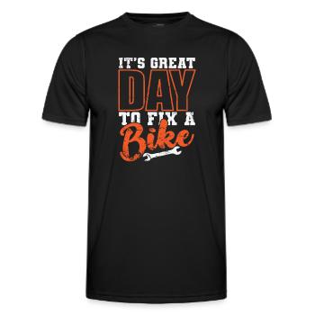 C’est un grand jour pour réparer un mécanicien de deux-roues de vélo - T-shirt sport Homme - noir - Devant - AI Model Male 178 dark (178cm)