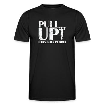 Pull Up Never Give up Calisthenics Fitness - Men's Functional T-Shirt - black - Front - AI Model Male 178 dark (178cm)