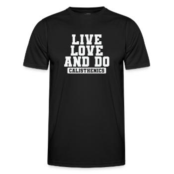 Vivre l’amour et faire Calisthenics Fitness - T-shirt sport Homme - noir - Devant - AI Model Male 178 dark (178cm)