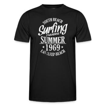 South Beach Surfing Paradise Summer 1969 Surf - Men's Functional T-Shirt - black - Front - AI Model Male 178 dark (178cm)