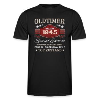 Oldtimer Baujahr 1945 Opa Vintage - Männer Funktions-T-Shirt - Schwarz - Vorne - AI Model Male 178 dark (178cm)