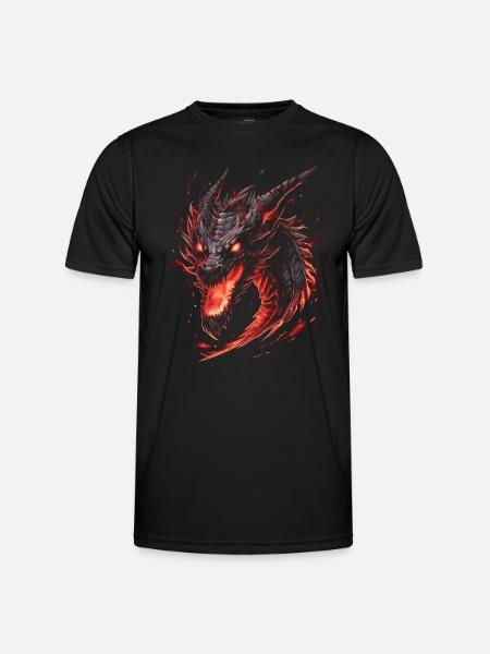 Feuerdrache Fantasy Drache - Männer Funktions-T-Shirt - Schwarz