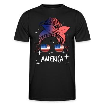 USA - Männer Funktions-T-Shirt - Schwarz - Vorne - AI Model Male 178 dark (178cm)