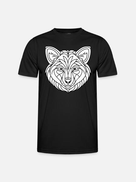 Wolfsgesicht - Männer Funktions-T-Shirt - Schwarz