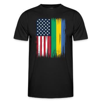 Gabonese Roots and Gabon American Flag - Men's Functional T-Shirt - black - Front - AI Model Male 178 dark (178cm)