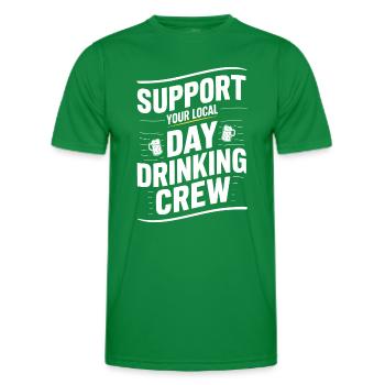 Unterstützen Sie Ihre lokale Day Drinking Crew Alkohol - Männer Funktions-T-Shirt - Kelly Green - Vorne - AI Model Male 178 dark (178cm)
