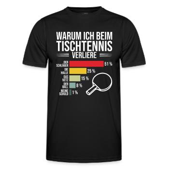 Lustiger Tischtennis Spruch warum ich verliere - Männer Funktions-T-Shirt - Schwarz - Vorne - AI Model Male 178 dark (178cm)