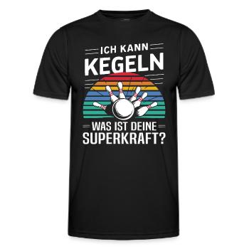 Ich kann kegeln was ist deine Superkraft Kegler - Männer Funktions-T-Shirt - Schwarz - Vorne - AI Model Male 178 dark (178cm)
