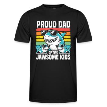 Stolzer Vater von zwei Jawsome Kids Family Hai Wortspiel - Männer Funktions-T-Shirt - Schwarz - Vorne - AI Model Male 178 dark (178cm)