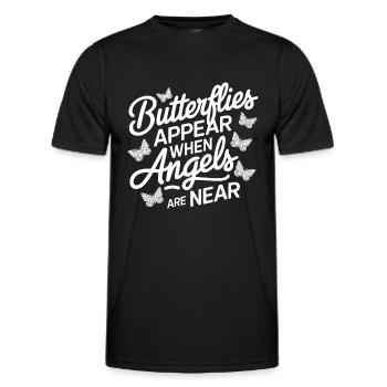 Butterflies appear when angels are near - Men's Functional T-Shirt - black - Front - AI Model Male 178 dark (178cm)