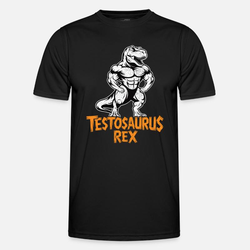Testosaurus Rex Lustiger Bodybuilder Dinosaurier Männer Funktions-T-Shirt