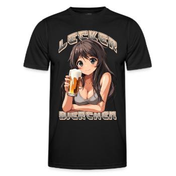 Lecker Bierchen X Manga Girl mit Bier lustiges - Männer Funktions-T-Shirt - Schwarz - Vorne - AI Model Male 178 dark (178cm)