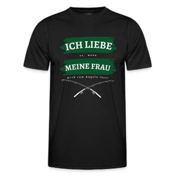 Ich Liebe es wenn meine Frau mich zum Angeln lässt - Männer Funktions-T-Shirt - Schwarz - Vorne - AI Model Male 178 dark (178cm)