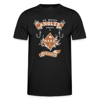 Die besten Angler werden im März geboren Angeln - Männer Funktions-T-Shirt - Schwarz - Vorne - AI Model Male 178 dark (178cm)