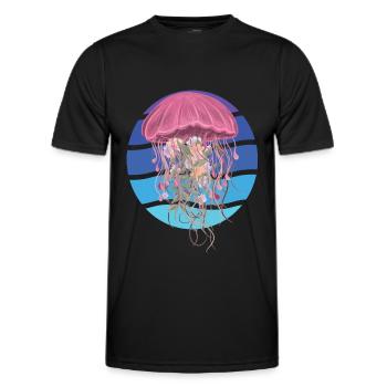 Ozean-Quallen-Kunst-Ozean-Leben-Unterwasserseetier - Männer Funktions-T-Shirt - Schwarz - Vorne - AI Model Male 178 dark (178cm)