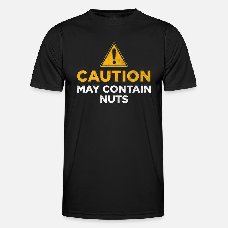 Caution may contain nuts - Men's Functional T-Shirt - black