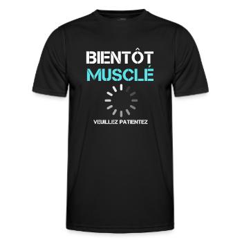 bientot Musclé cadeau Homme humour - T-shirt sport Homme - noir - Devant - AI Model Male 178 dark (178cm)