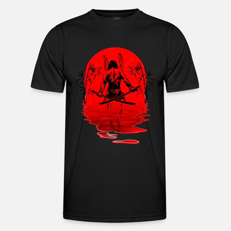 Samurai Krieger Ninja Japan Sonne Männer Funktions-T-Shirt