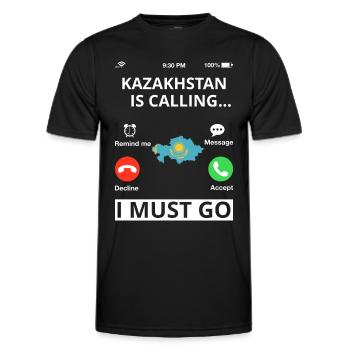 Kasachstan Flagge Kasachstan Fahne Kazakhstan - Männer Funktions-T-Shirt - Schwarz - Vorne - AI Model Male 178 dark (178cm)