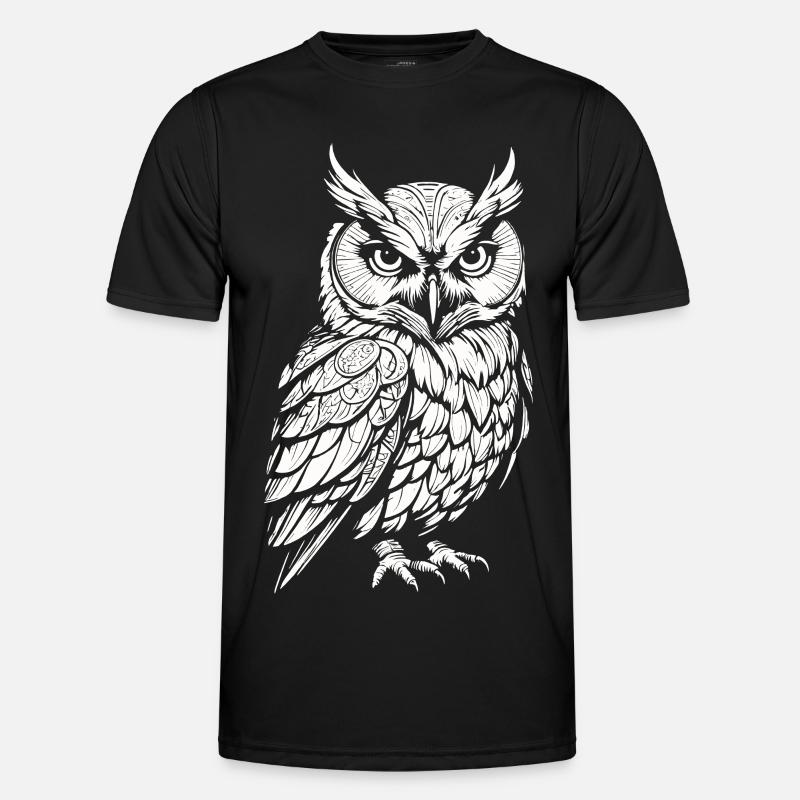 Eule - Männer Funktions-T-Shirt - Schwarz