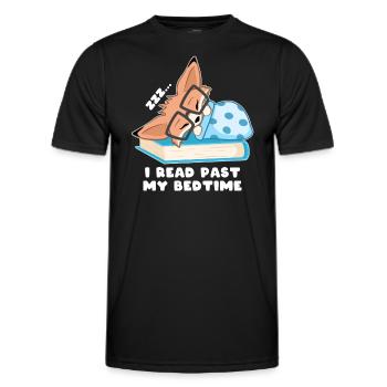 Nerd Fuchs I read past my bedtime - Männer Funktions-T-Shirt - Schwarz - Vorne - AI Model Male 178 dark (178cm)