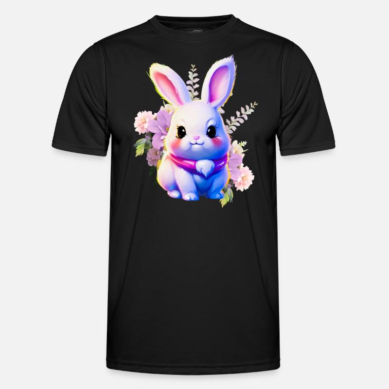 Flowers Easter Bunny Cute Bunny - Men's Functional T-Shirt - black