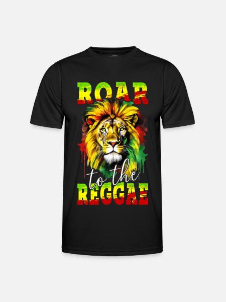 Leo Jamaica Färger Reggae Rasta Rastafari Roar - Funktions-T-shirt herr - svart
