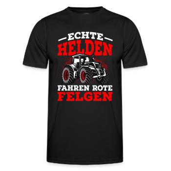 Traktor Landwirt Echte Helden fahren rote Felgen - Männer Funktions-T-Shirt - Schwarz - Vorne - AI Model Male 178 dark (178cm)