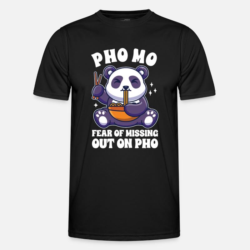 Drôle Pho Panda mignon mangeant Pho - T-shirt sport Homme - noir