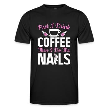 Nail Artist Drink Coffee Nails Nail Tech - Men's Functional T-Shirt - black - Front - AI Model Male 178 dark (178cm)