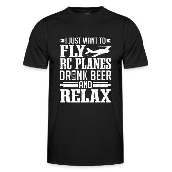 Luftfahrt Model Fly RC Flugzeuge Trinken Bier RC Flugzeug - Männer Funktions-T-Shirt - Schwarz - Vorne - AI Model Male 178 dark (178cm)
